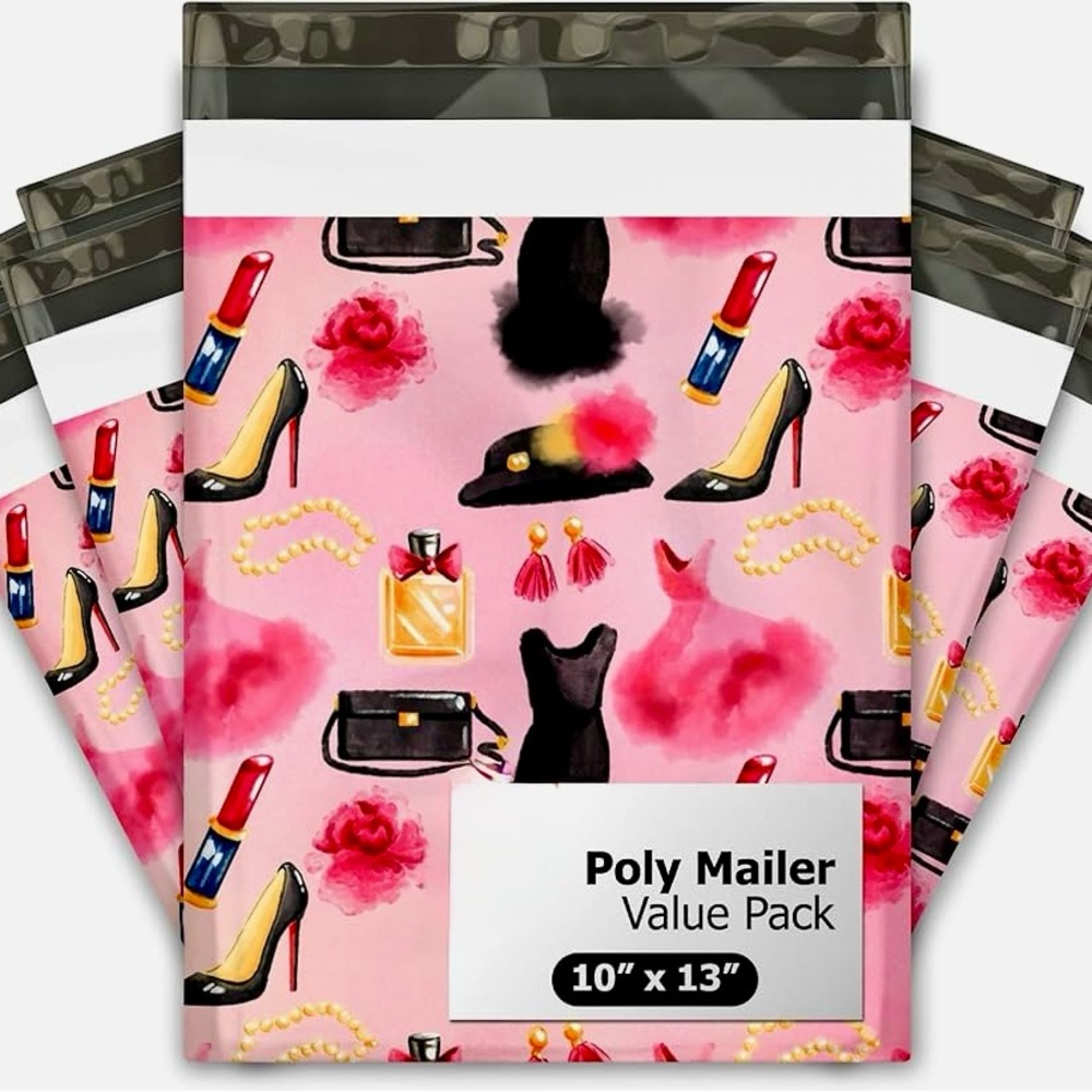 20 Poly Mailer Value Pack- Pink Fashion & Glam Pattern (10”x13”) Qty 20